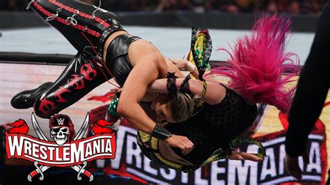 Asuka plants Rhea Ripley with DDT off the apron: WrestleMania 37 – Night 2 (WWE Network ...