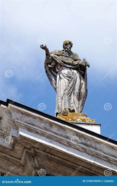 St Paul the Apostle, Statue on Facade of the Mantua Cathedral Dedicated To S Peter, Mantua ...