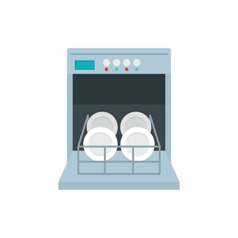 Open dishwasher icon, flat style 14625884 Vector Art at Vecteezy