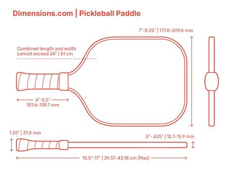 Pickleball Paddle Dimensions & Drawings