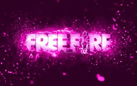 Download wallpapers Garena Free Fire purple logo, 4k, purple neon ...