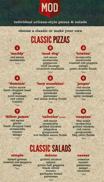 MOD Pizza Menu, Menu for MOD Pizza, Northbrook, Chicago - Urbanspoon/Zomato