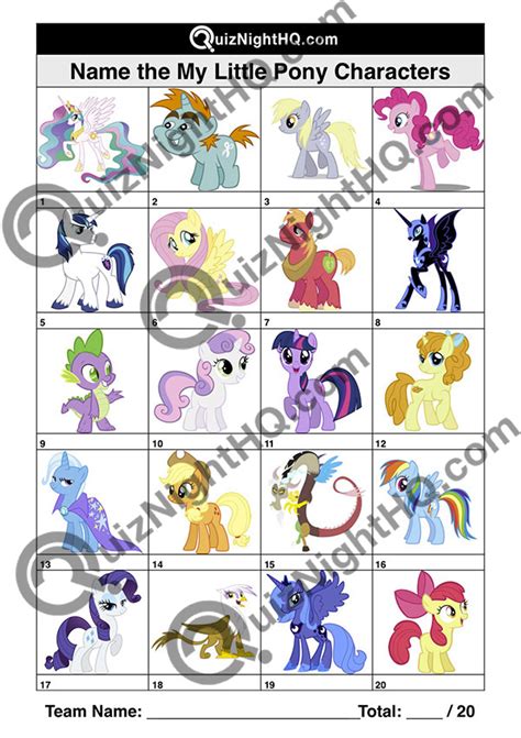 My Little Pony Characters – QuizNightHQ