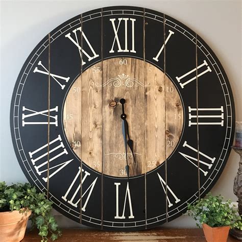 38 Inch Farmhouse Clock Rustic Wall Clock Large Wall Clock