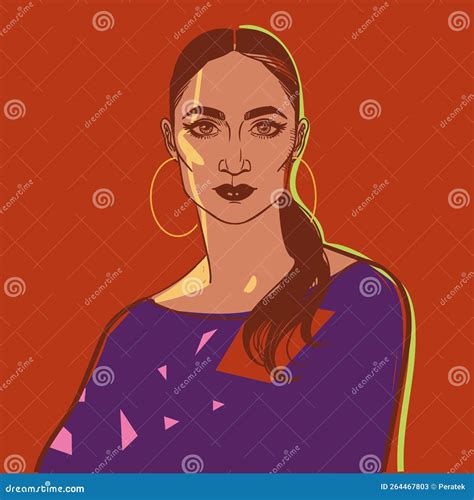 Portrait of a Young Woman on a Red Background. Vector Illustration Stock Vector - Illustration ...