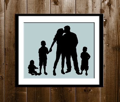 Custom Silhouette Portrait Family of 5 From Your Own Photo | Etsy