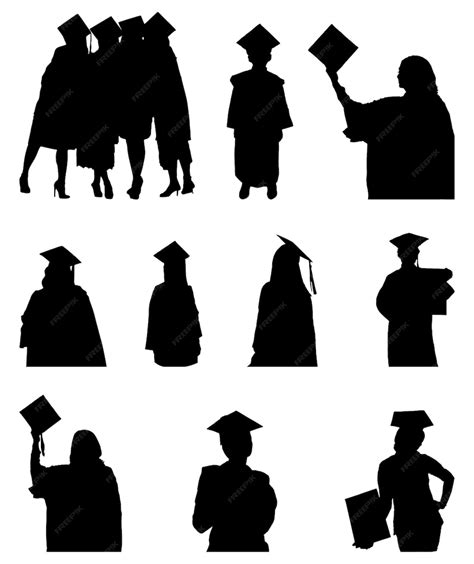 Premium Vector | Graduation silhouettes Graduation vector Graduation silhouette black vector