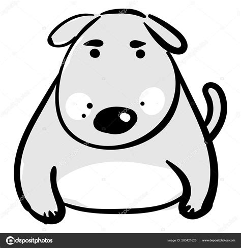 Fat dog drawing, illustration, vector on white background. Stock Vector ...