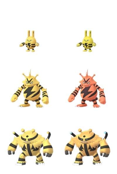 Shiny Elekid, Electabuzz, & Electivire model comparison (via Chrales) : r/TheSilphRoad