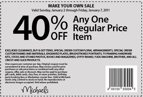 Michaels Canada New Printable Coupons Save 40% Off One Item - Canadian Freebies, Coupons, Deals ...