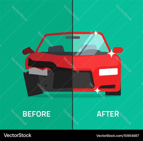 Car before after crashed broken and repaired Vector Image