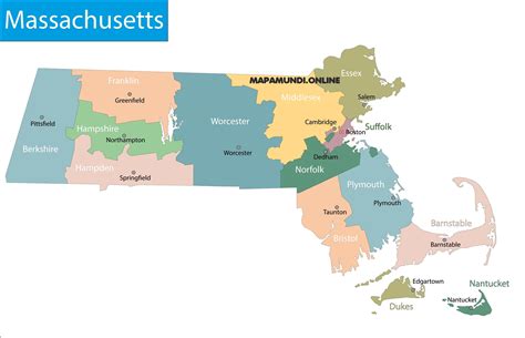 ⊛ Mapa de Massachusetts 🥇 Político y Físico Imágenes HD | 2023