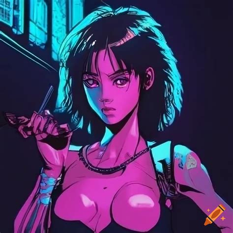 80s cyberpunk anime girl artwork