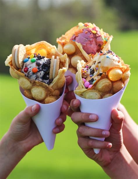 Bubble Waffle Ice Cream Cones! Egg Waffle Recipe, Waffle Recipes, Cream Recipes, Soup Recipes ...