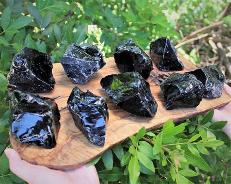 MASSIVE Rough Black Obsidian Natural Crystals: Choose Size, 3 - 12 Chunks ('A' Grade, Raw Black ...