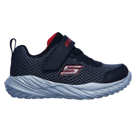 SKECHERS BOYS VELCRO STRAP LACE TRAINER - BLACK GREY RED | Paul Byron ...