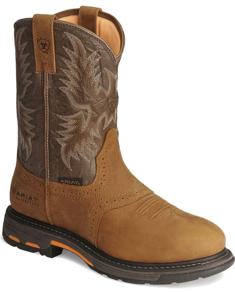 Ariat Brown H20 Workhog Work Boots - Round Toe - Country Outfitter