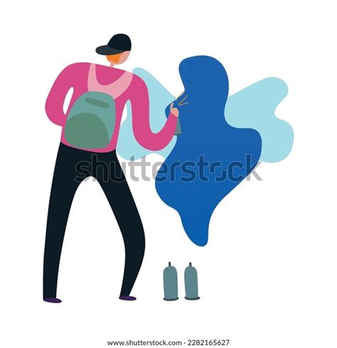 Male Graffiti Painter Using Spray Paints Stock Vector (Royalty Free) 2282165627 | Shutterstock