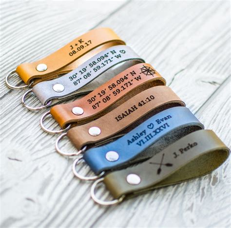 Custom Leather Keychain, Latitude Longitude Keychain, Mens Gift, Coordinates Keychain, Custom ...