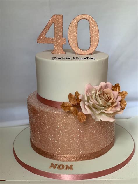 Beautiful Rose Gold & White - Happy 40th Birthday Cake . . . #birthdaycake #vanillacake # ...