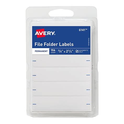 Avery(R) White File Folder Labels 6141, 2-3/4" x 5/8", Pack of 156 - Walmart.com