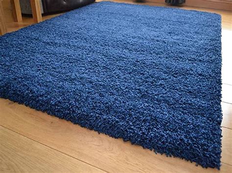 SrS Rugs® Soft Touch Collection, Navy Blue Shaggy Rug with 50mm Deep Soft Pile for Any Room, in ...