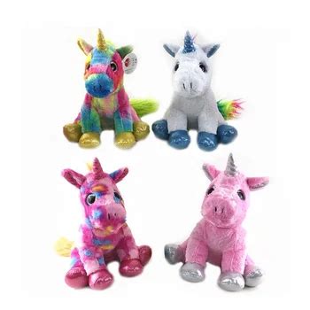 Glitter Big Eyes Plush Rainbow Color Unicorn Stuffed Animal Soft Toy ...