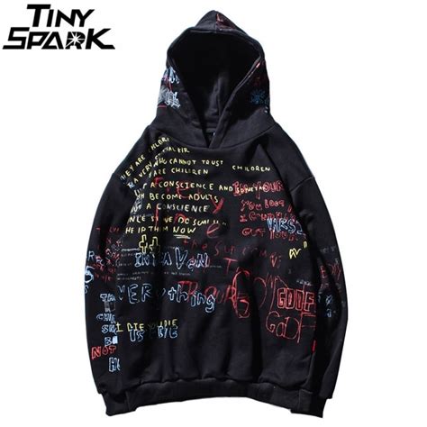 Graffiti Hoodie Sweatshirt Mens Hip Hop Pullover Hoodies Streetwear Casual Fashion Clothes ...