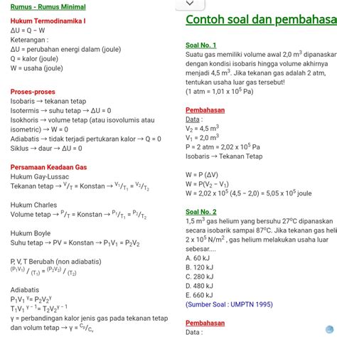 Contoh Soal Dan Jawaban Termodinamika - Riset