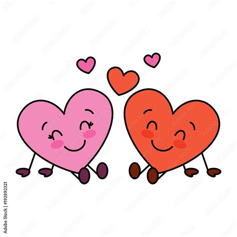 cute hearts couple sitting cartoon love relationship vector ...