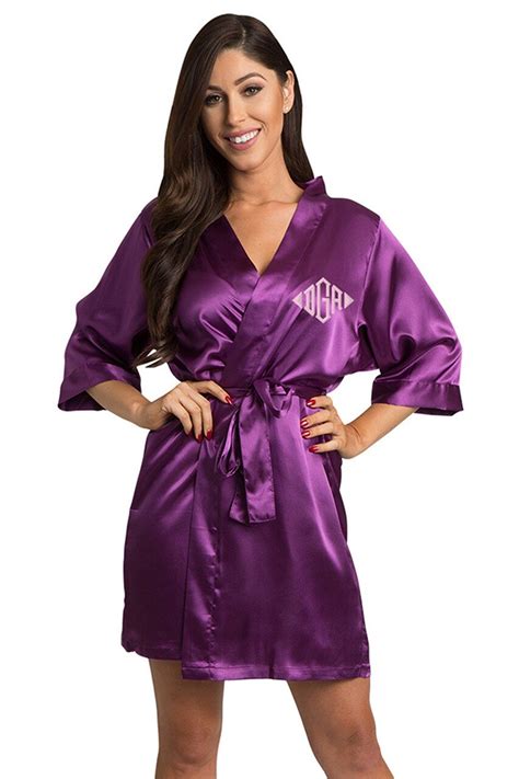 Personalized Embroidered Monogram Satin Robe | Satin robe, Bridal robes personalized ...