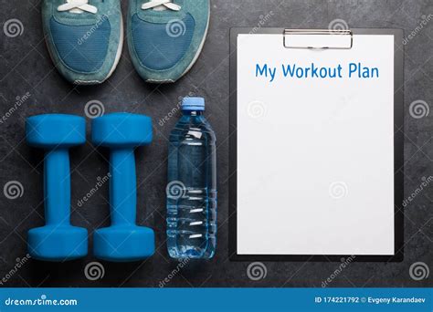 Fitness Equipment and Sheet for Workout Plan Stock Photo - Image of ...