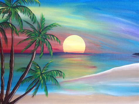Sunset Beach Painting Original Artwork Beach Decor Beach