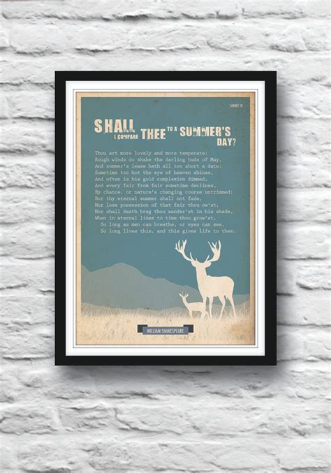 Shakespeare poster Shall I compare thee Wall art Poetry | Etsy