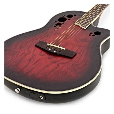 Deluxe Roundback Electro Acoustic Guitar by Gear4music, Red -B-Stock at Gear4music