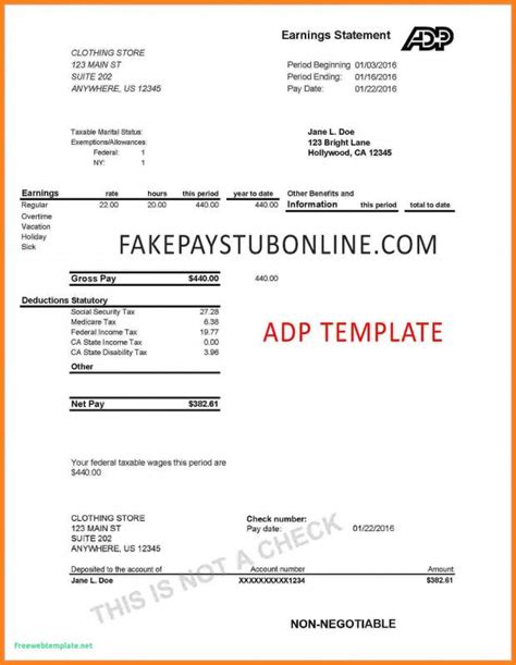 printable fake checks blank template play for kids check from Blank Pay Stub Template Word ...