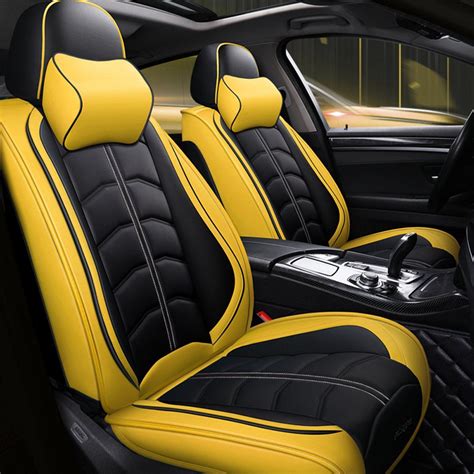 Universal 5 Seats Car Seat Cover Cushions PU Leather Front & Rear Seat ...