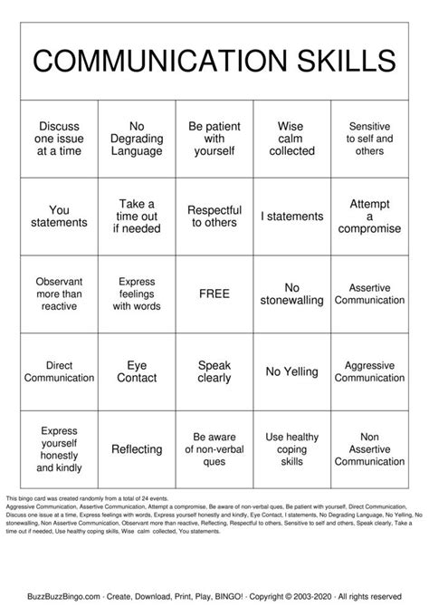 Communication Skills Bingo Cards to Download, Print and Customize!