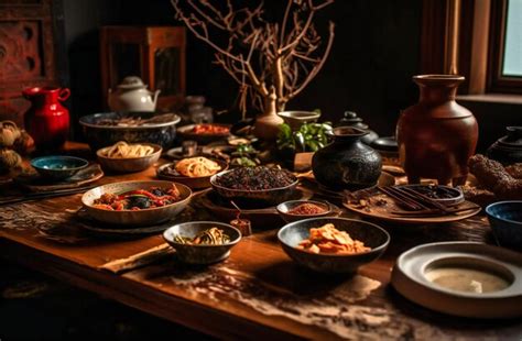 Premium AI Image | A table with chinese food