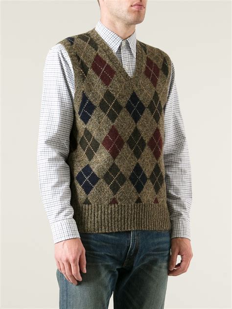 Lyst - Polo Ralph Lauren Harlequin Sweater Vest in Brown for Men