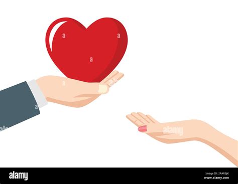 Illustration of a man hand giving heart to a woman Stock Vector Image ...