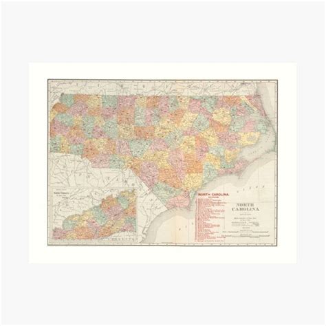 "4K Vintage Map Of North Carolina 1905 | HD Antique North Carolina Map | Old Map Of North ...