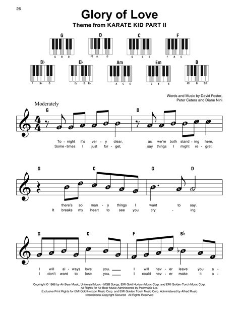 Glory Of Love by Peter Cetera Sheet Music for Super Easy Piano at Sheet Music Direct