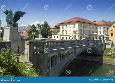 Ljubljana Dragon Bridge stock photo. Image of dragon - 32049962