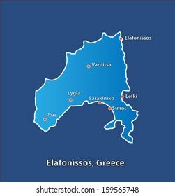 Island Elafonissos Greece Map On Blue Stock Vector (Royalty Free ...