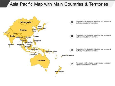 Asia pacific map with main countries and territories | Presentation Graphics | Presentation ...