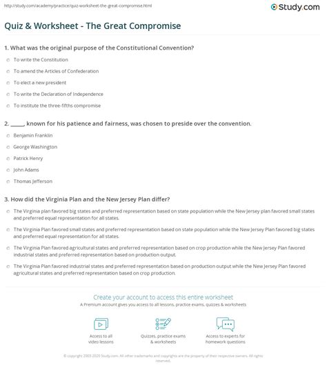 The Great Compromise Worksheet