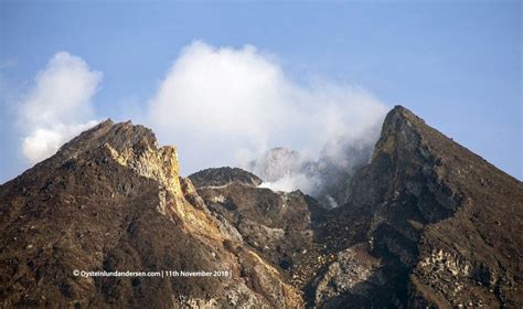 Look towards the summit of Merapi volcano today - 11th November. The ...