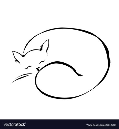 Sleeping cat line Royalty Free Vector Image - VectorStock