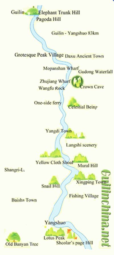 Li River Map - yangdixiang guilin china • mappery